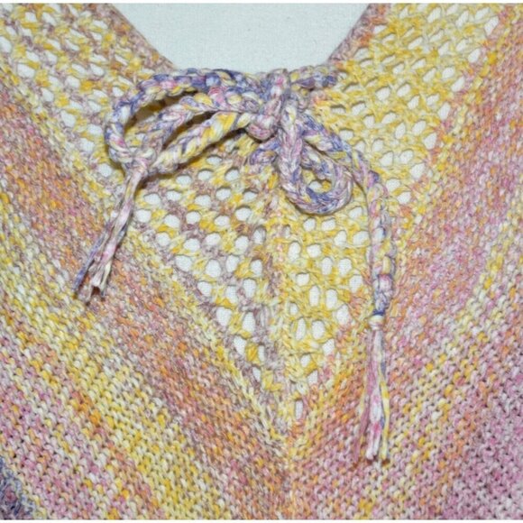 Pretty Coldwater Creek Colorful Pullover Poncho Sweater One Size V-Neck Layering - Picture 3 of 10